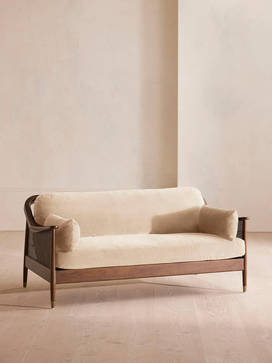 Atlanta Three Seater Sofa, Velvet, Porcelain