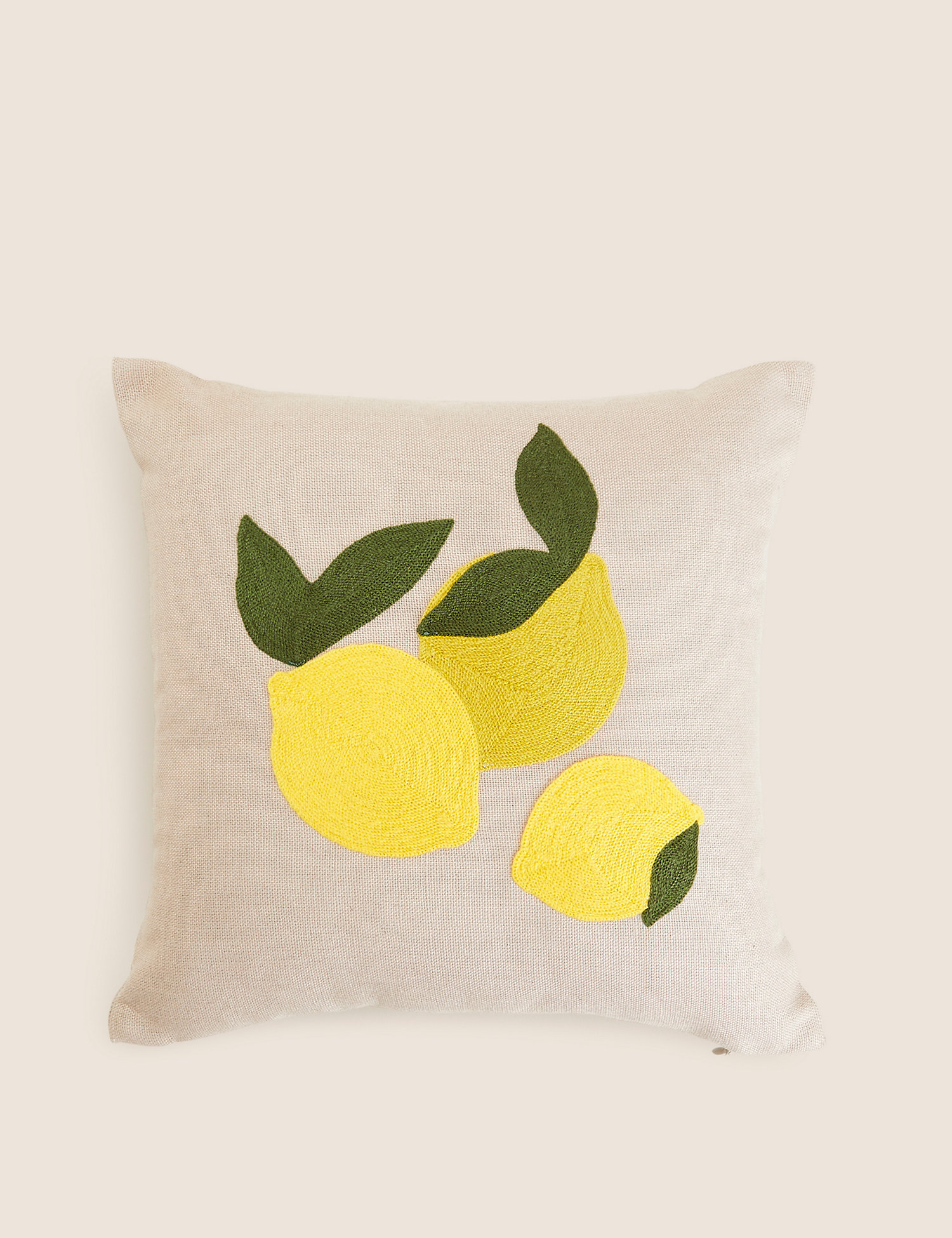 M&S Cotton Lemon Small Tufted Cushion