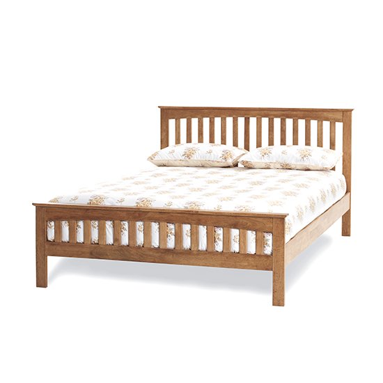 Amelia Hevea Wooden Double Bed In Honey Oak