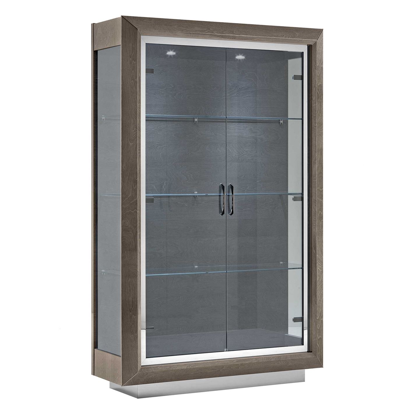 Vinci 2 Door Glass Fronted Cabinet, Silver Birch