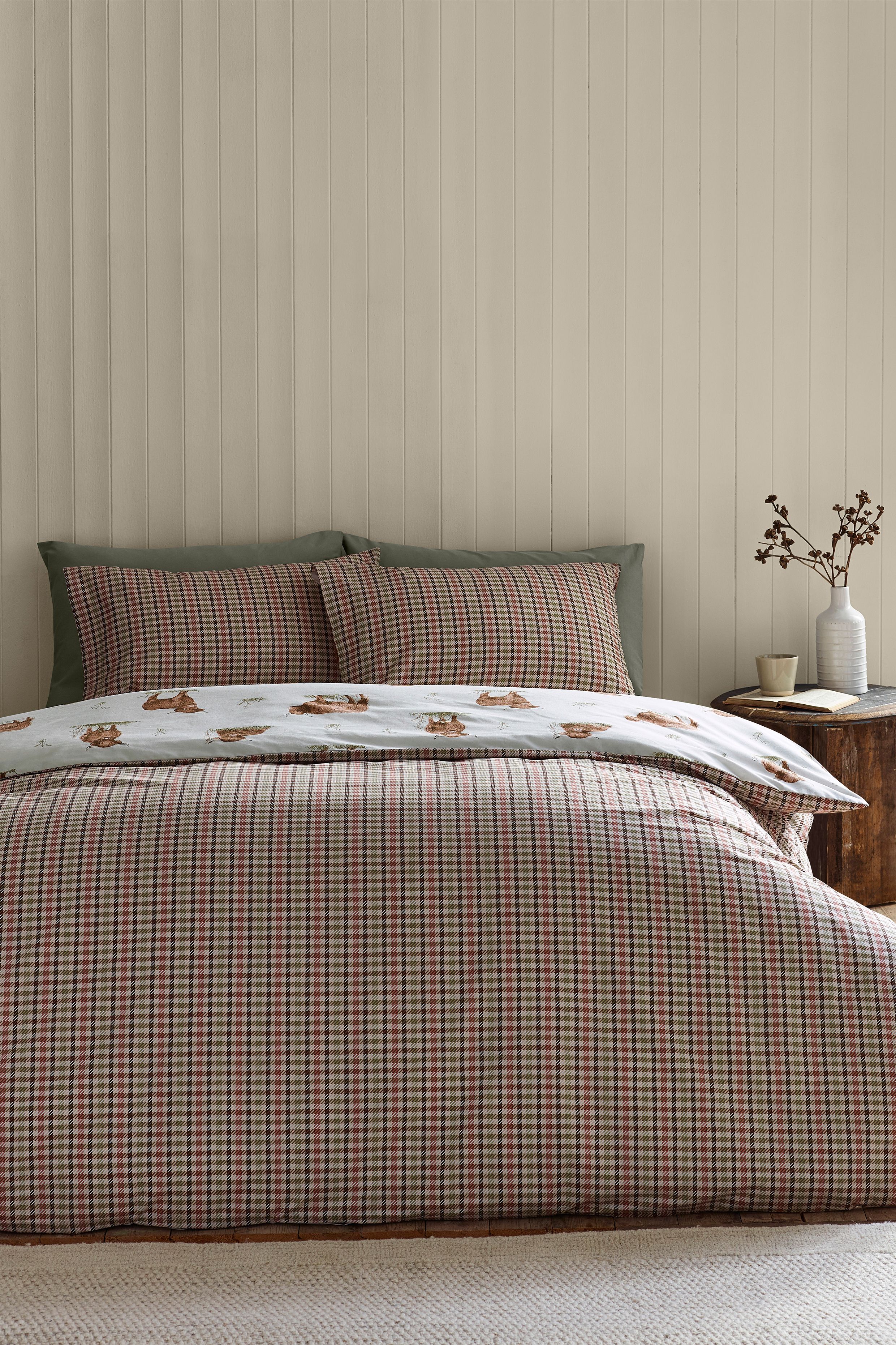 Catherine Lansfield 'Angus Highland Cow' Reversible Duvet Cover Set in Natural 2