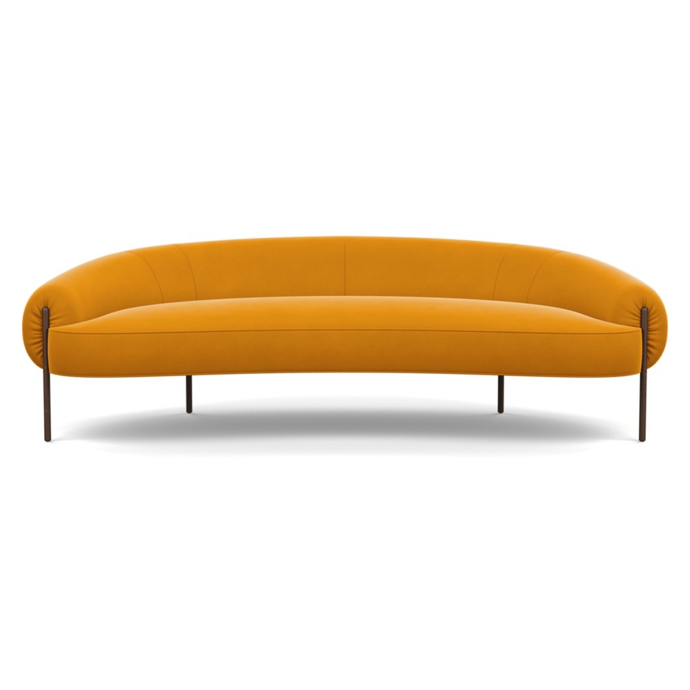 Heal's Isola 3 Seater Sofa Nobilis Velvet Mustard Bronze Feet