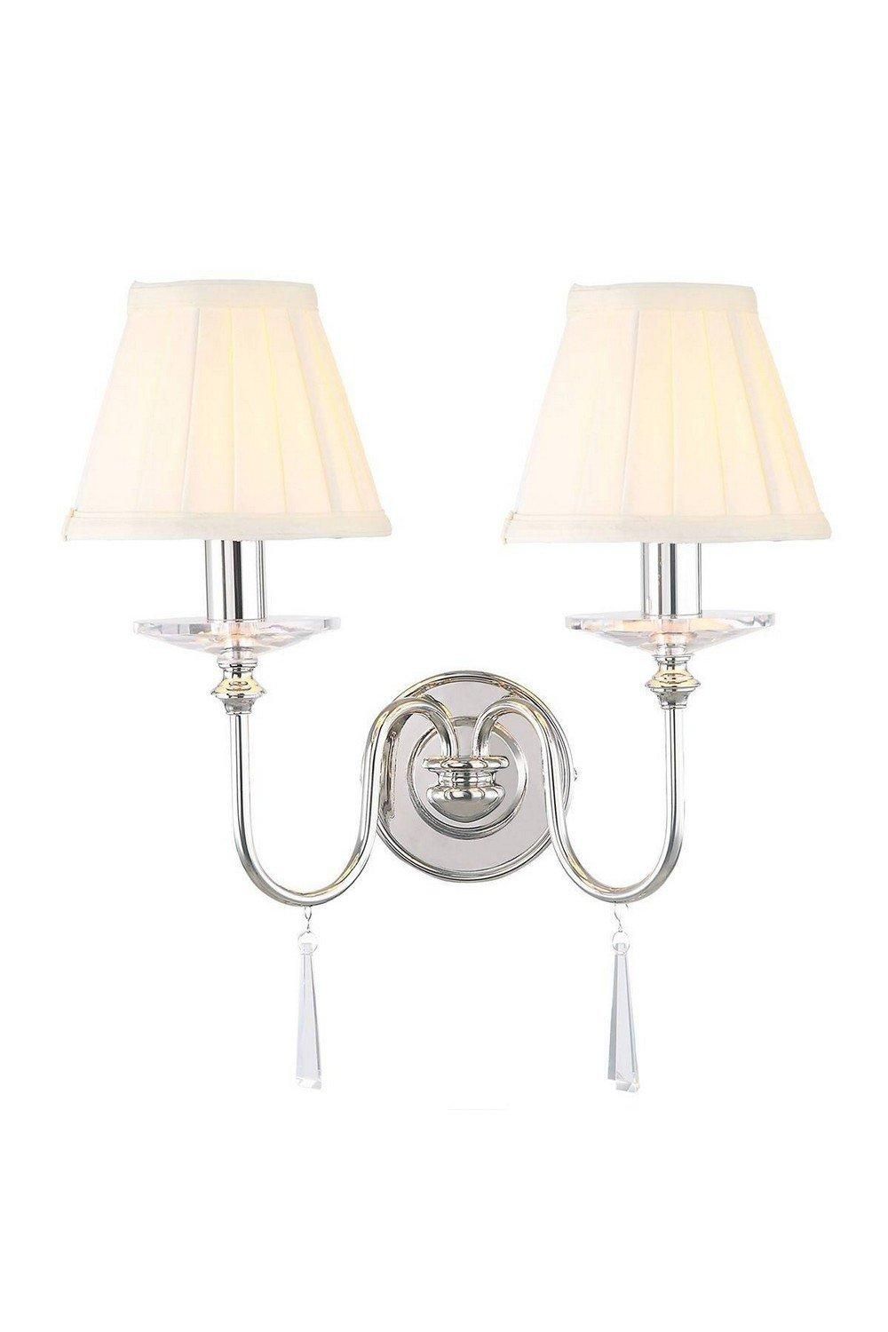 Netlighting Finsbury Park 2 Light Indoor Candle Wall Light Polished Nickel E14 in Grey 2