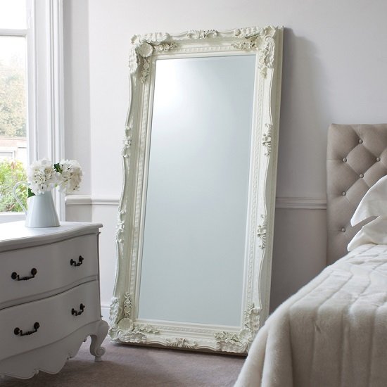 Luxembourg Floor Mirror Rectangular In Matt Cream