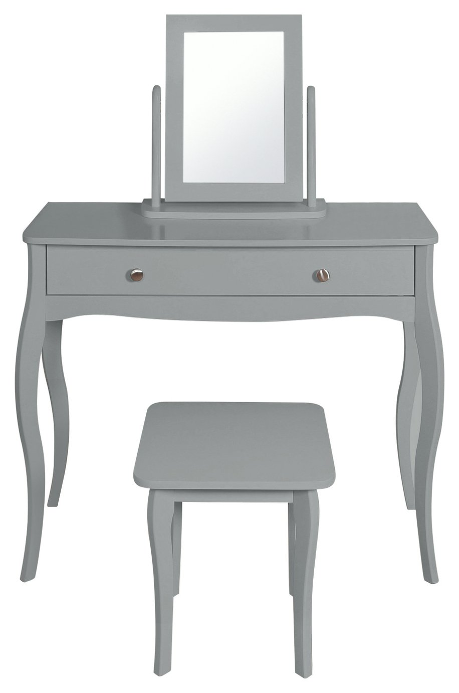 Amelie Dressing Table, Mirror and Stool - Grey