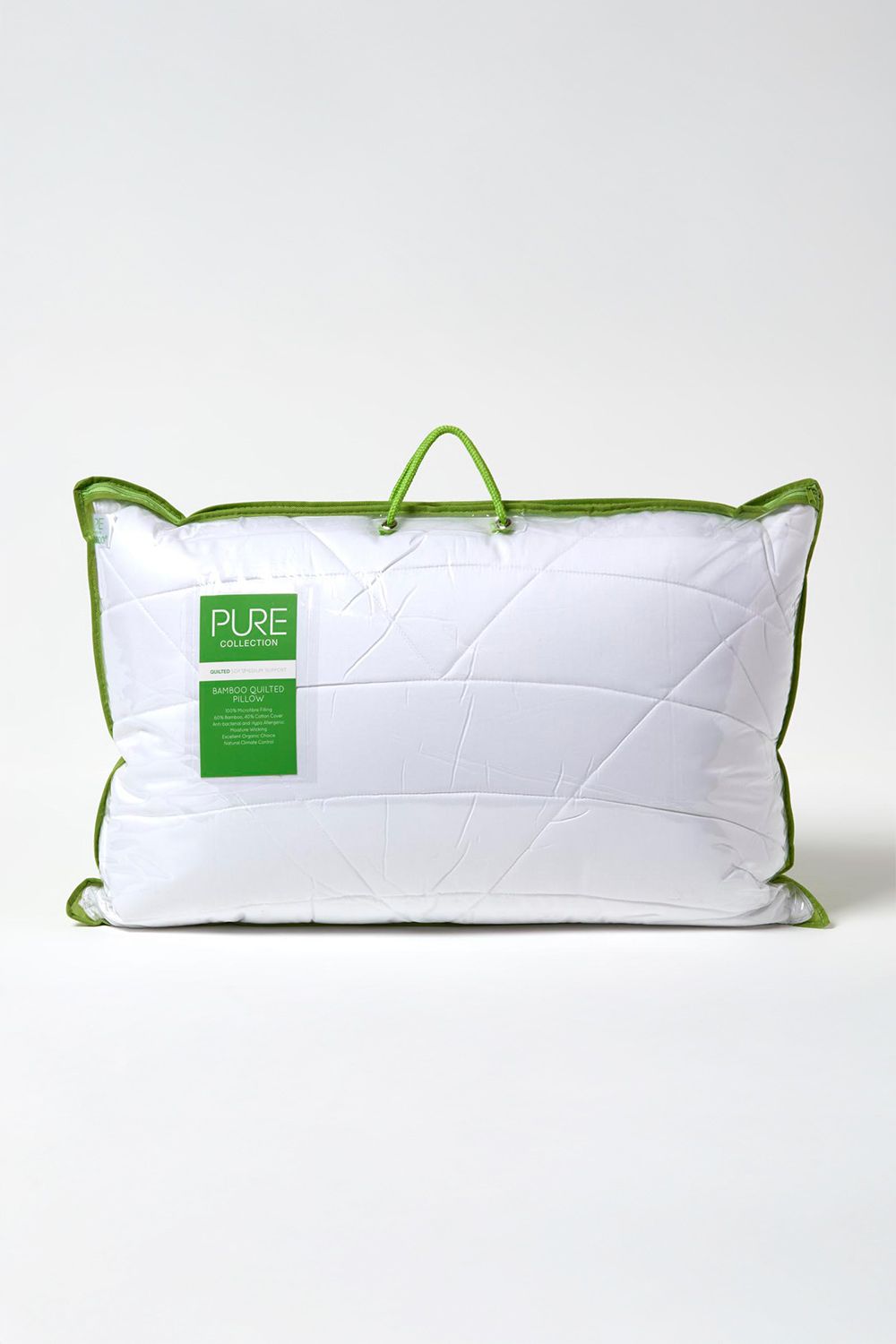 Homescapes Luxury Hypoallergenic Bamboo Pillow for Back Sleepers in White