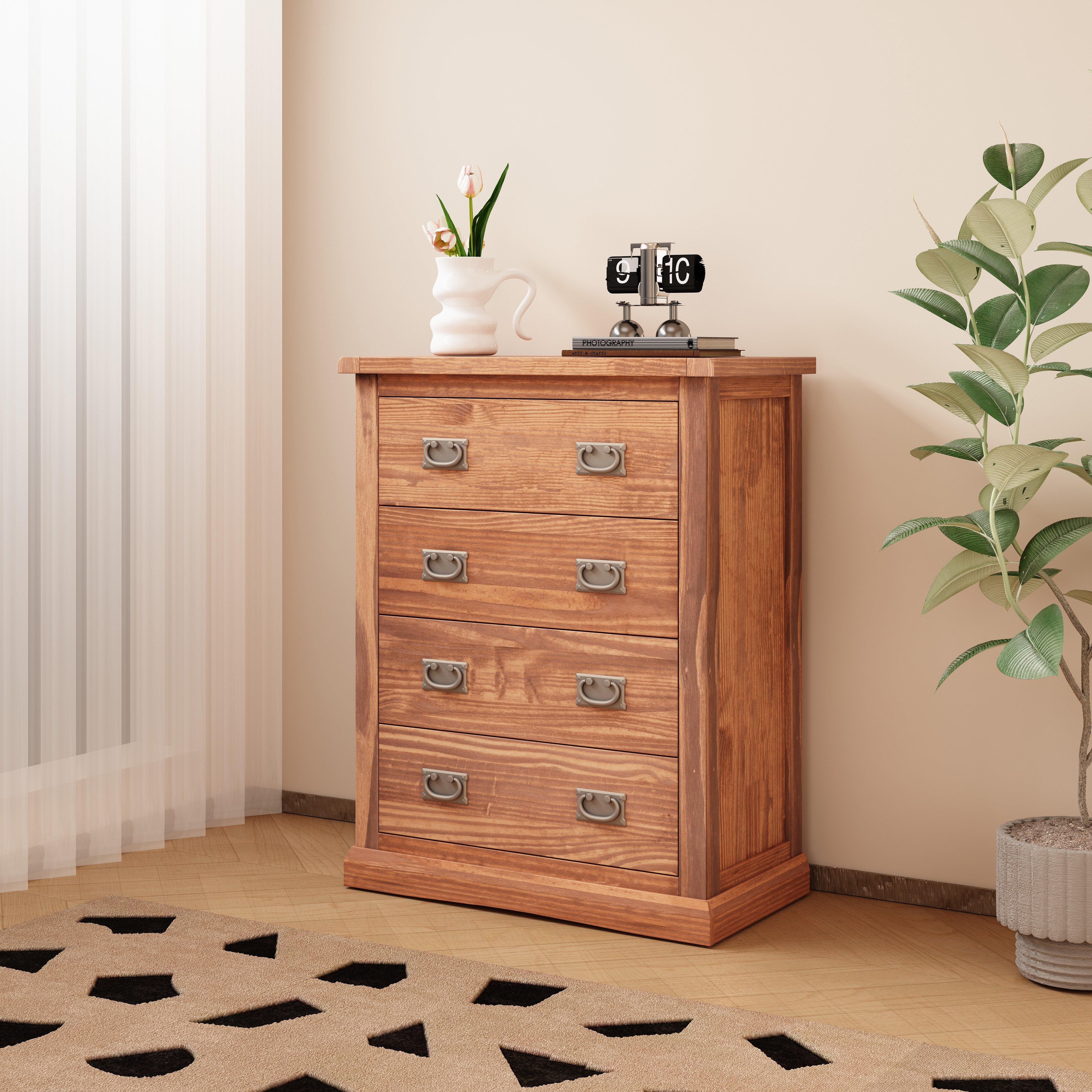 Cabinet Bits Tirolo 4 Drawer Chest of Drawers Bras Drop Handle in Brown