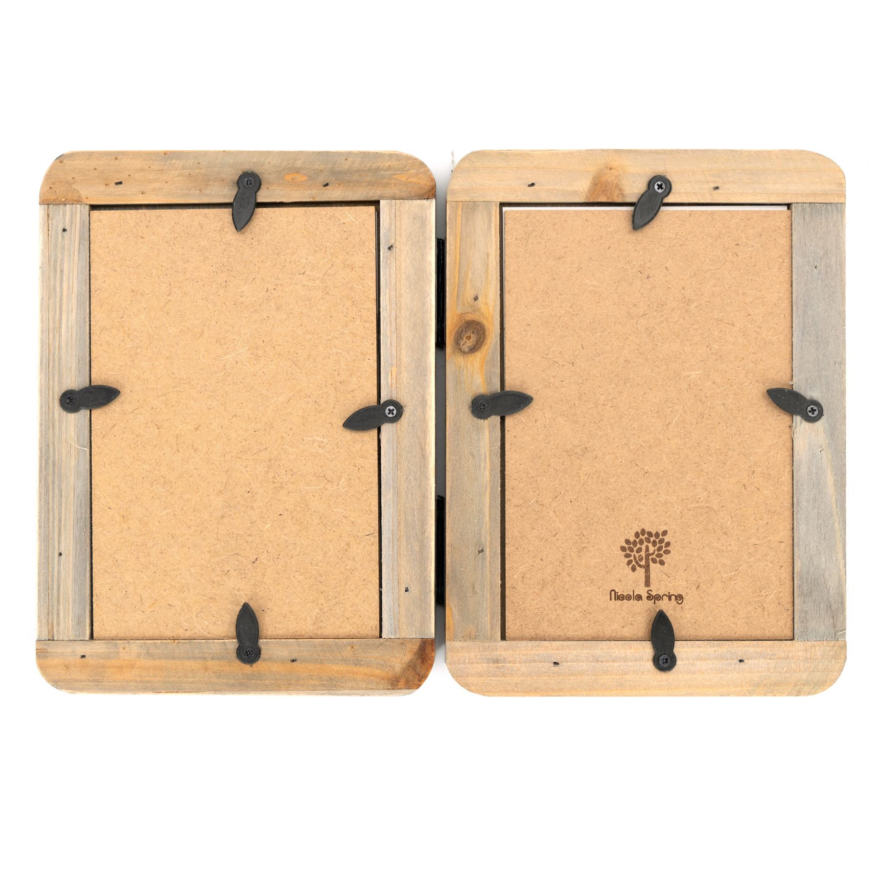 Nicola Spring Rustic Hearts Folding 2 Photo Frame - 4 x 6" in Natural 4