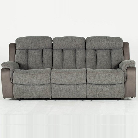 Karr Three Seater Recliner Fabric Sofa In Grey