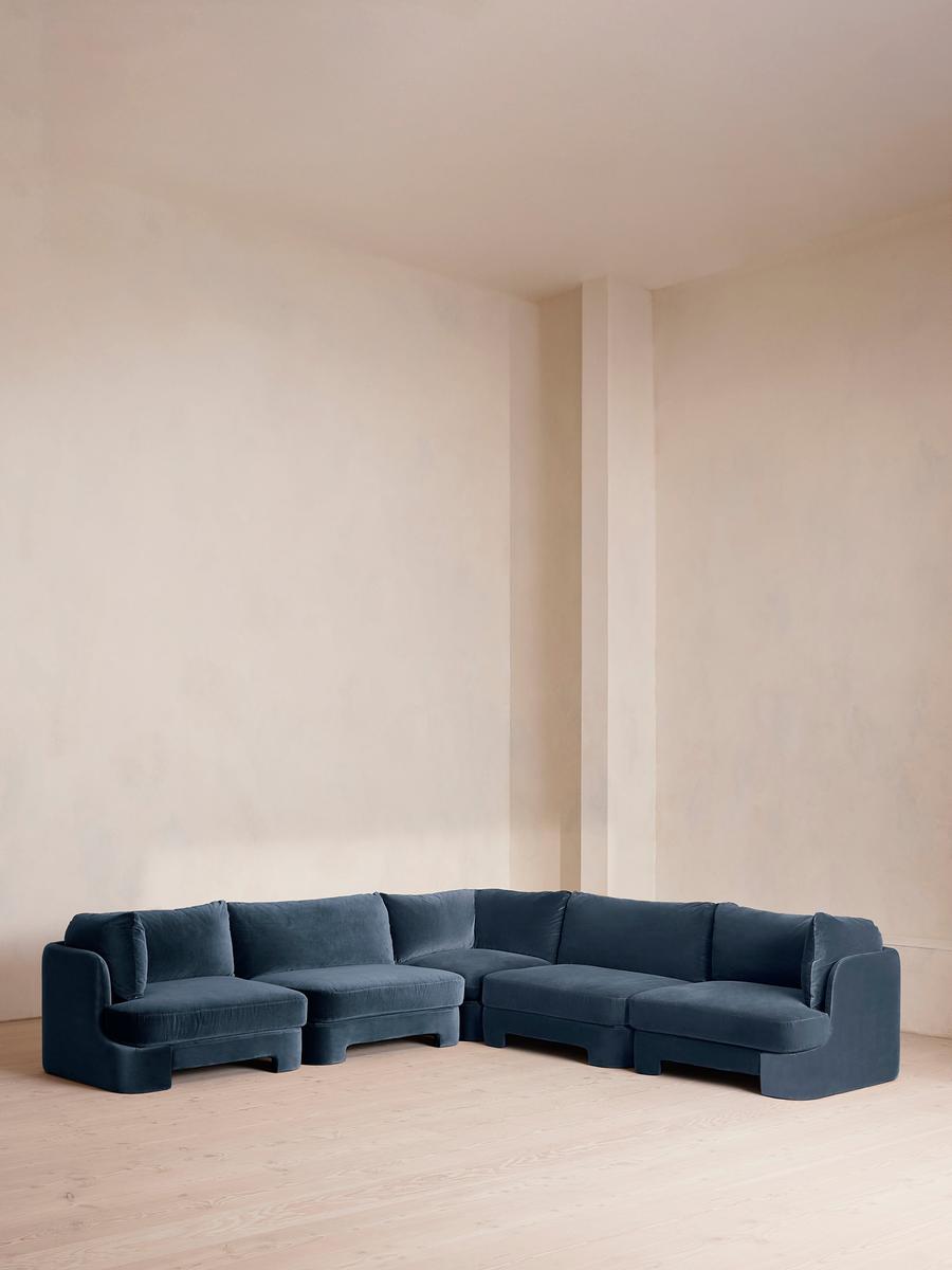 Odell Deeper Sit Modular Sofa, Corner Sofa, Velvet Royal Blue