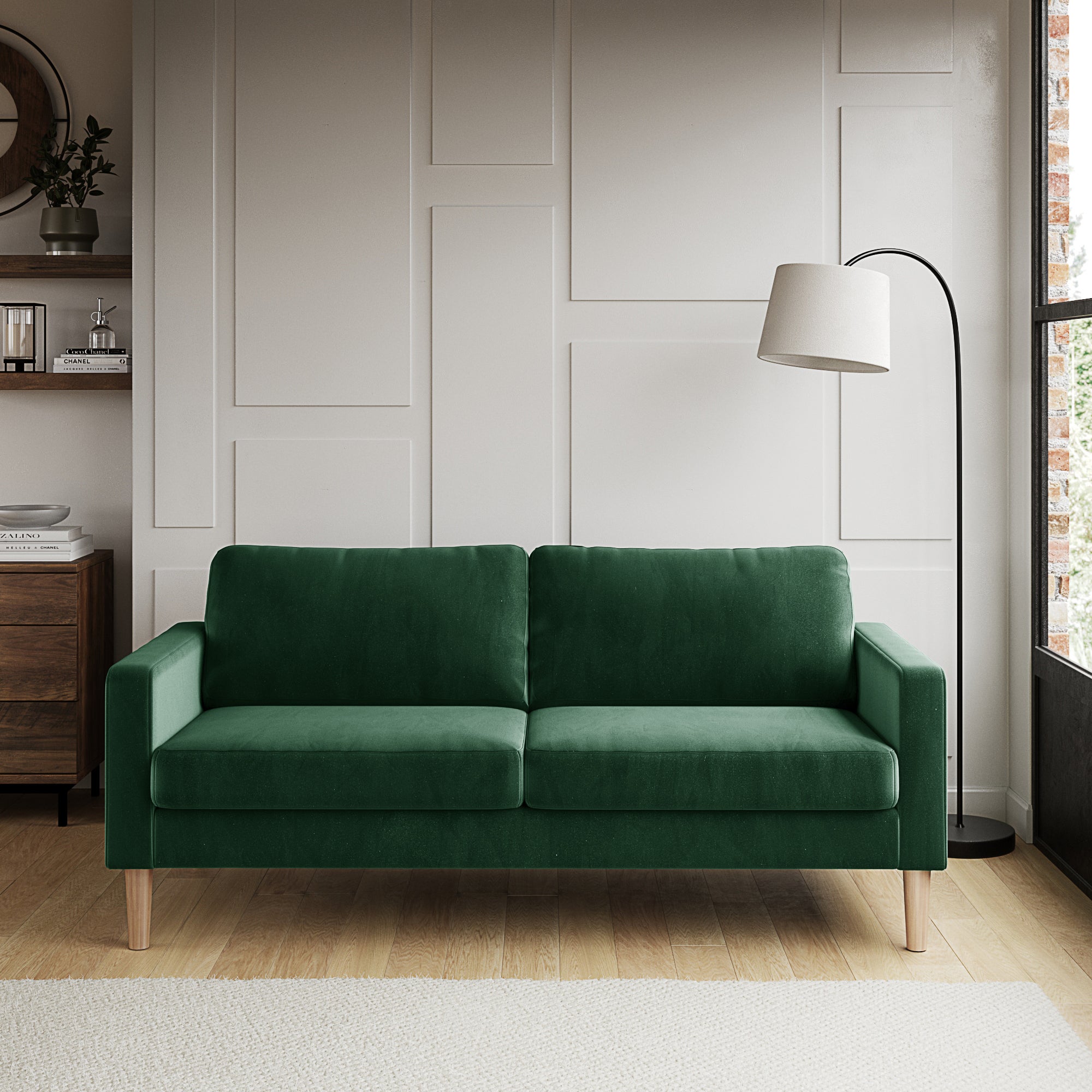 Jacob Velvet 3 Seater Sofa Bottle (Green)