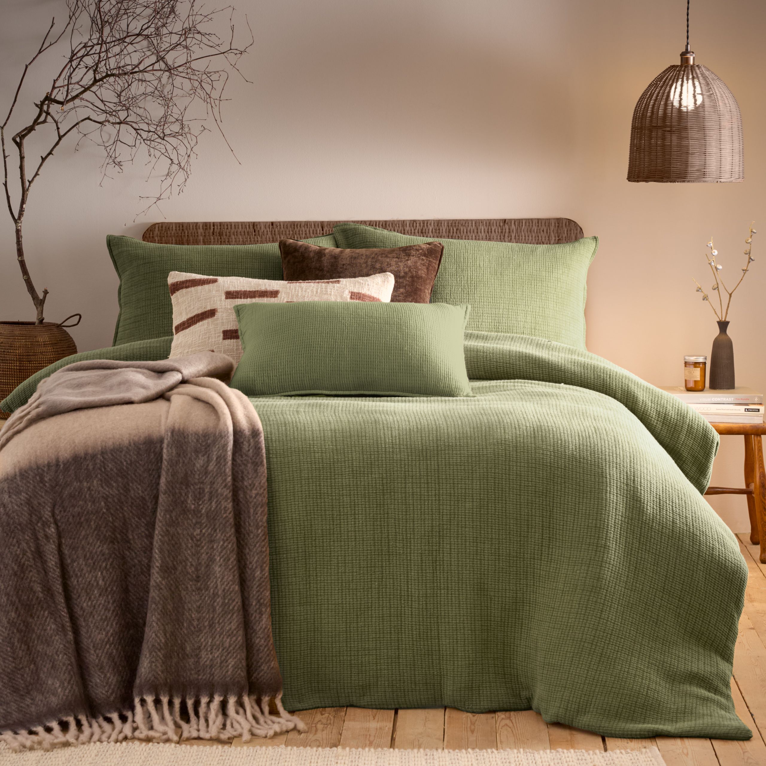 Yard Ribble Acid Washed 100% Cotton Duvet Cover Set in Khaki