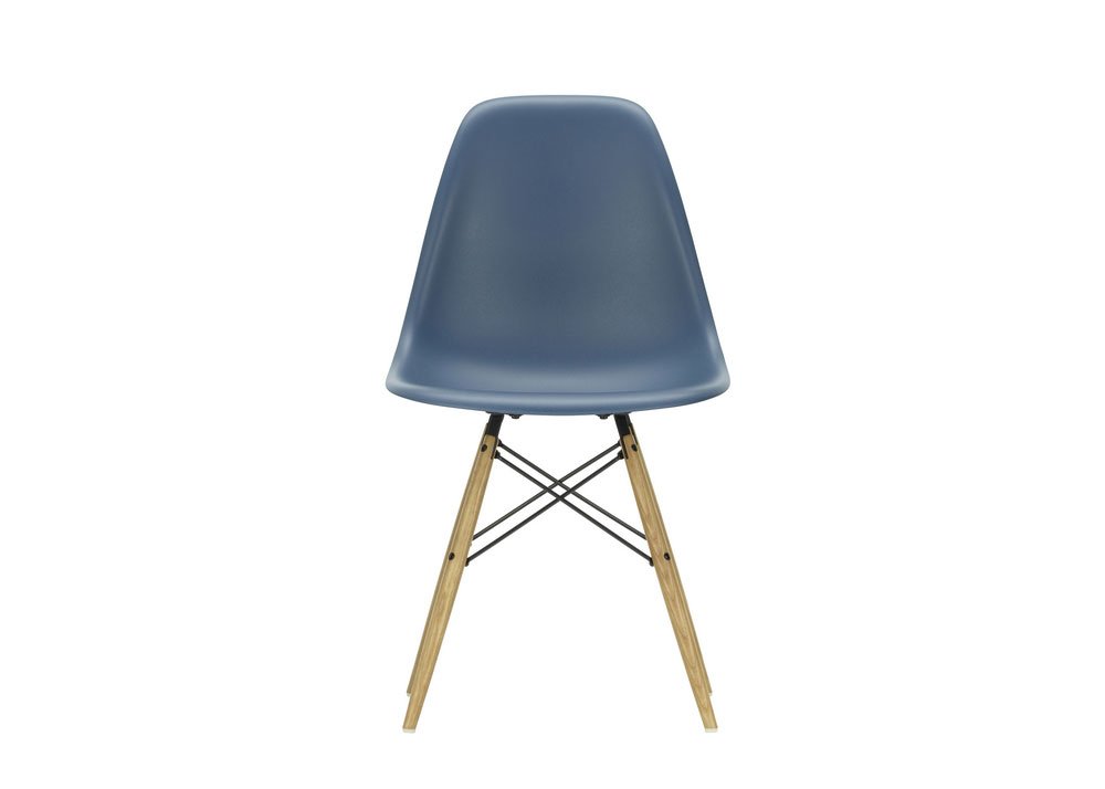 Vitra Eames DSW Side Chair New Height Sea Blue Ash Honey Base