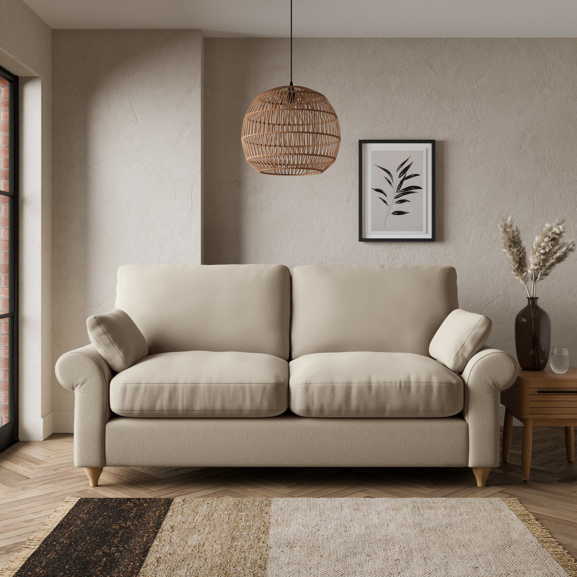 Salisbury Luxury Velvet 2 Seater Sofa Luxury Velvet Natural