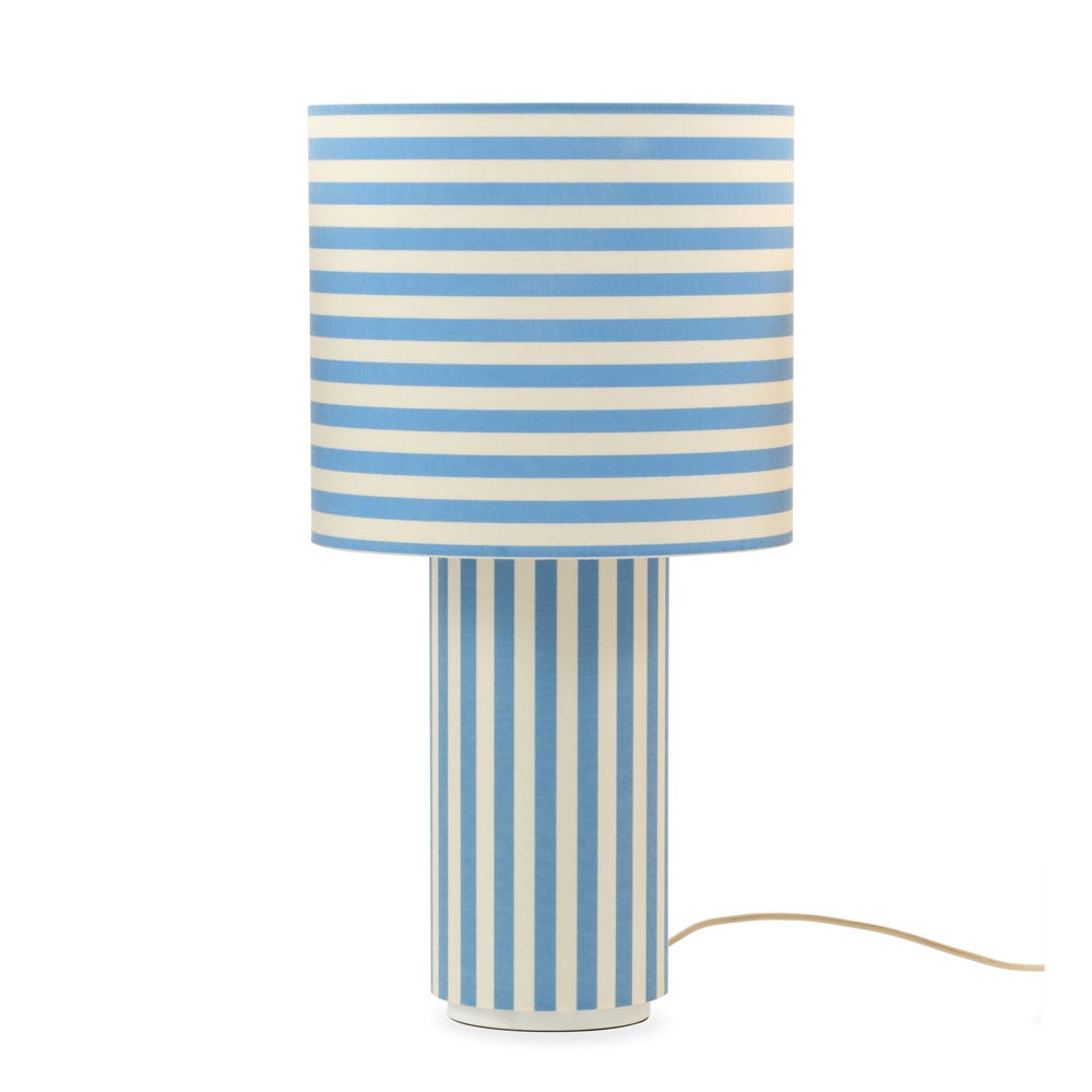 Heal's Raie Fabric Table Lamp Blue/White 2