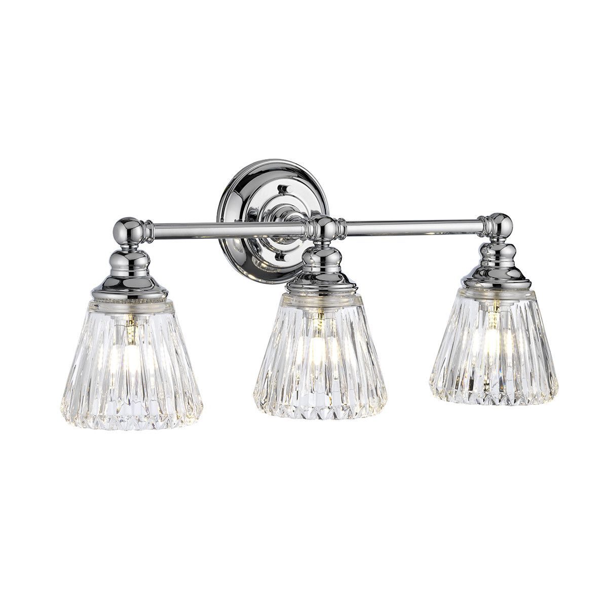 Netlighting Keynes 3 Light Wall Light Polished Chrome IP44 in Grey