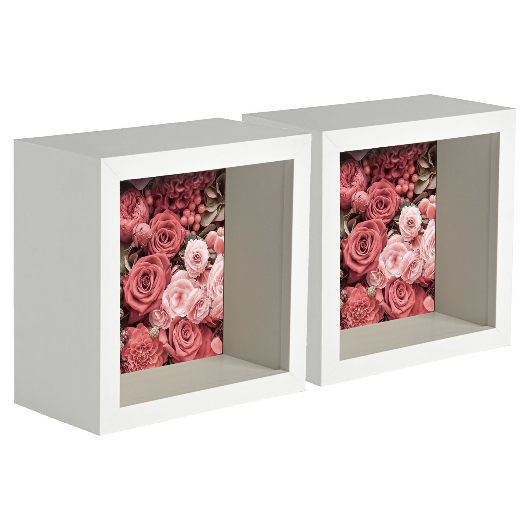Nicola Spring 3D Deep Box Photo Frames - 4 x 4" - Pack of 5 in White