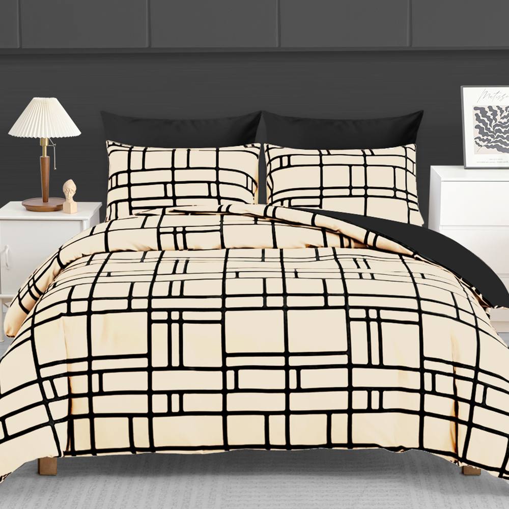 Pamposh Double Brushed Microfibre Duvet Cover Set With Zipper Closure in Taupe