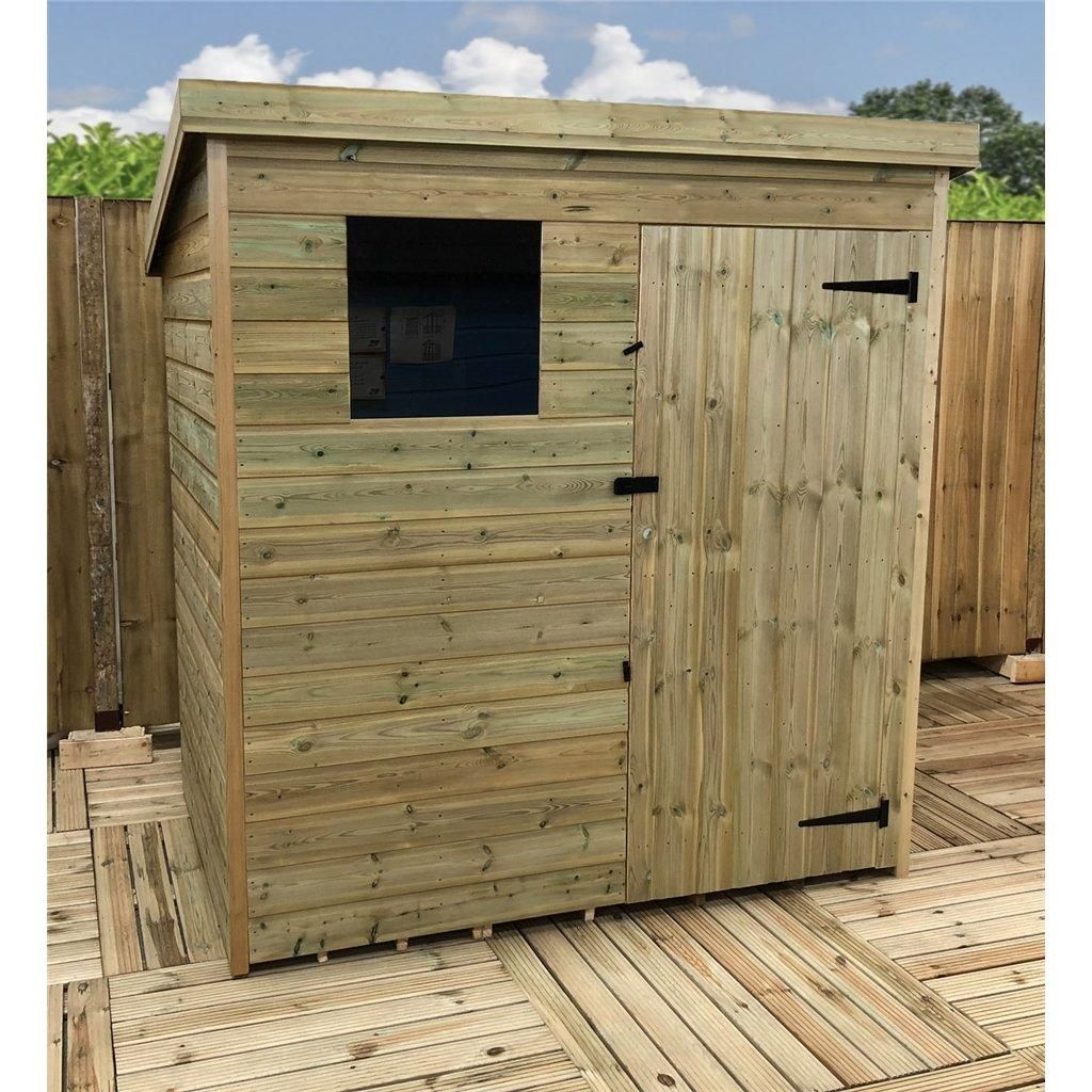Marlborough 6 x 3 Pressure Treated Pent Garden Shed with Single Door in Natural 3