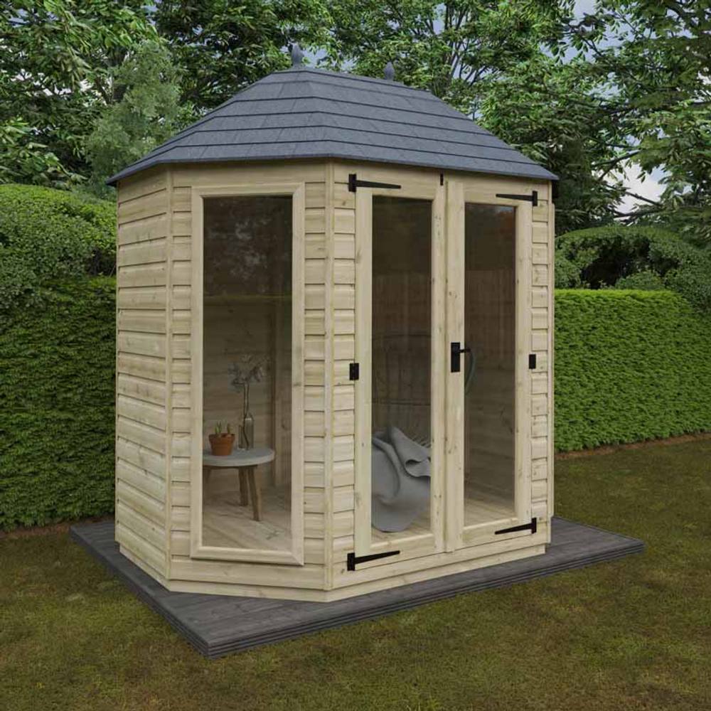 Buttercup Farm 8 x 6 Feet Tanalised Octagonal - Full Pane 16mm Shed in Natural 3