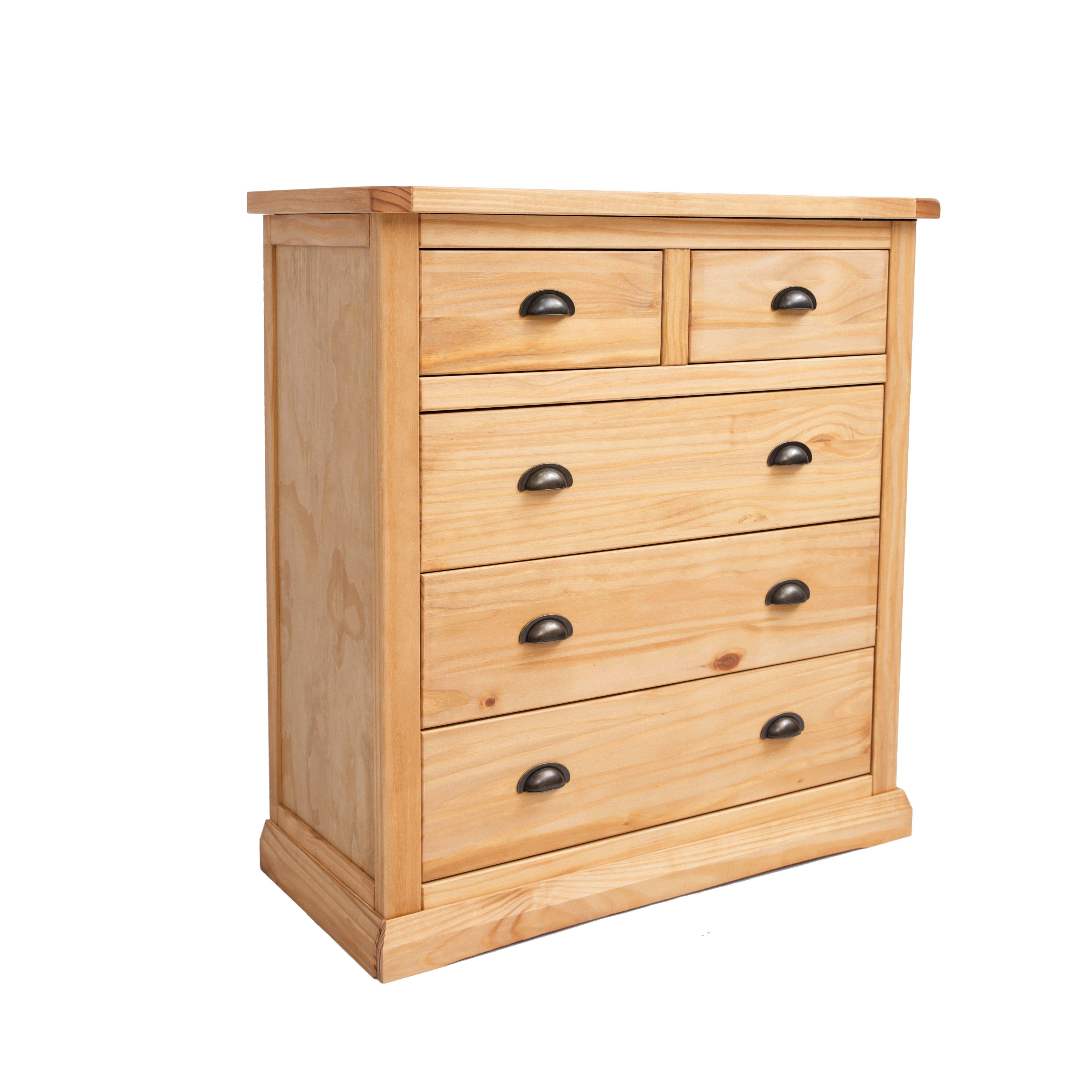 Cabinet Bits Lucca 5 Drawer Chest of Drawers Brass Cup Handle in Light Brown