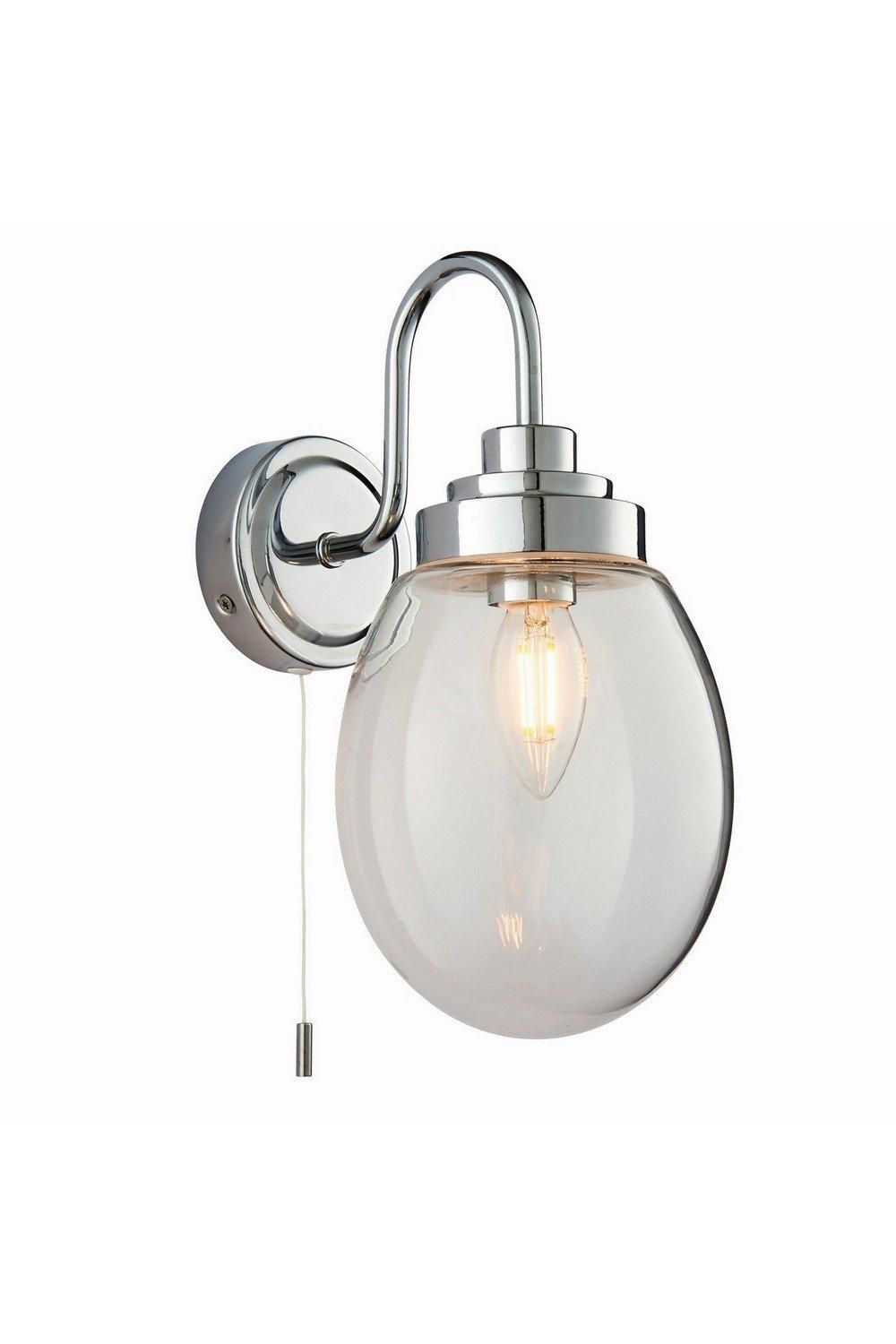 Netlighting Hampton LED 1 Light Bathroom Wall Glass Chrome Plate IP44 LED E14 in Grey
