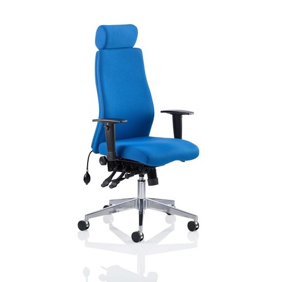 Penza Office Chair In Blue With Headrest And Arms