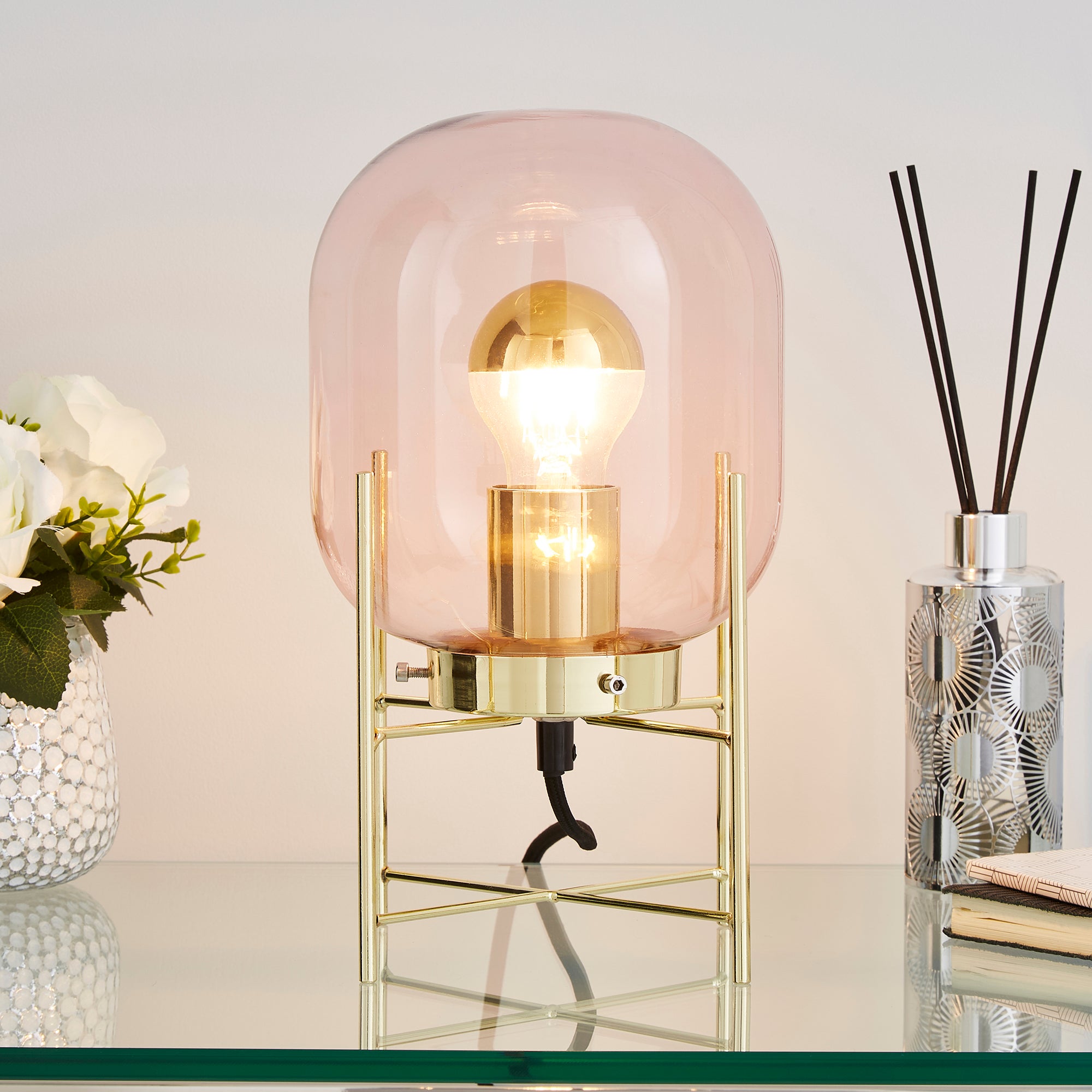 Dayo Table Lamp Pink Chrome