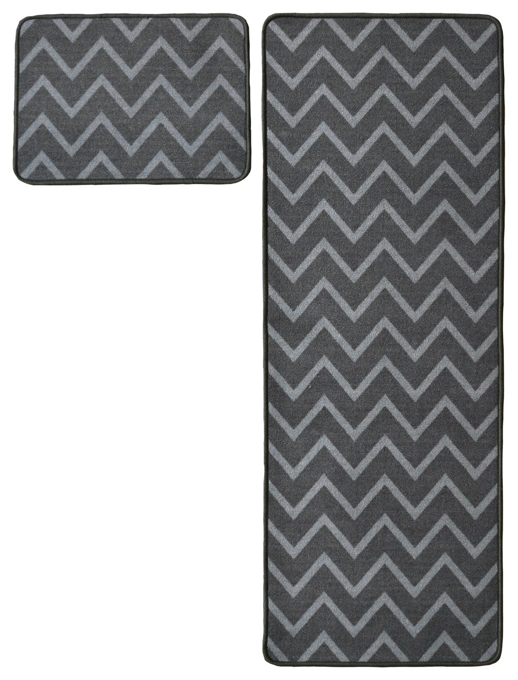 Homemaker Washable Chevron Mat and Runner - 57x230cm - Grey