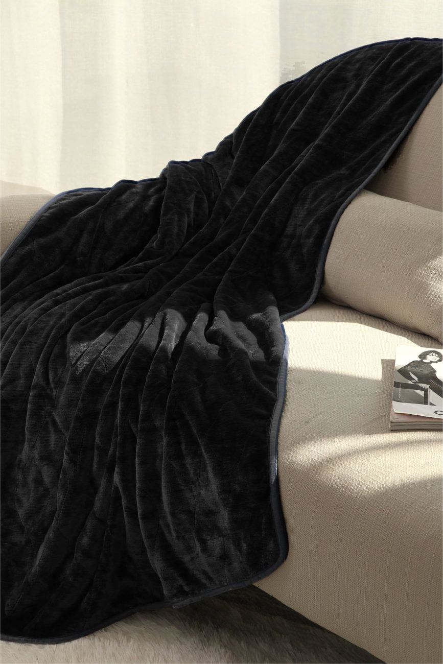 Ezysleep Super Soft Cosy Heated Fleece Throw Blanket With Adjustable Control in Black