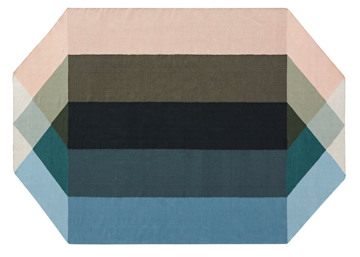 Gandia Blasco Diamond Kilim Rug Nude & Teal 300 x 390cm
