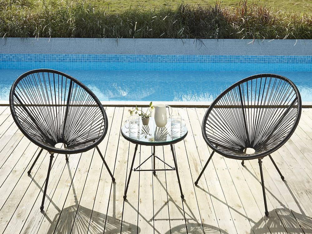 Vente-unique Black Woven Resin Garden Table - ALIOS II By MYLIA