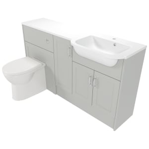 Deccado Padworth Whisper Grey Right Hand 1500mm Fitted Vanity & Toilet Pan Unit Combination with Right Hand Basin