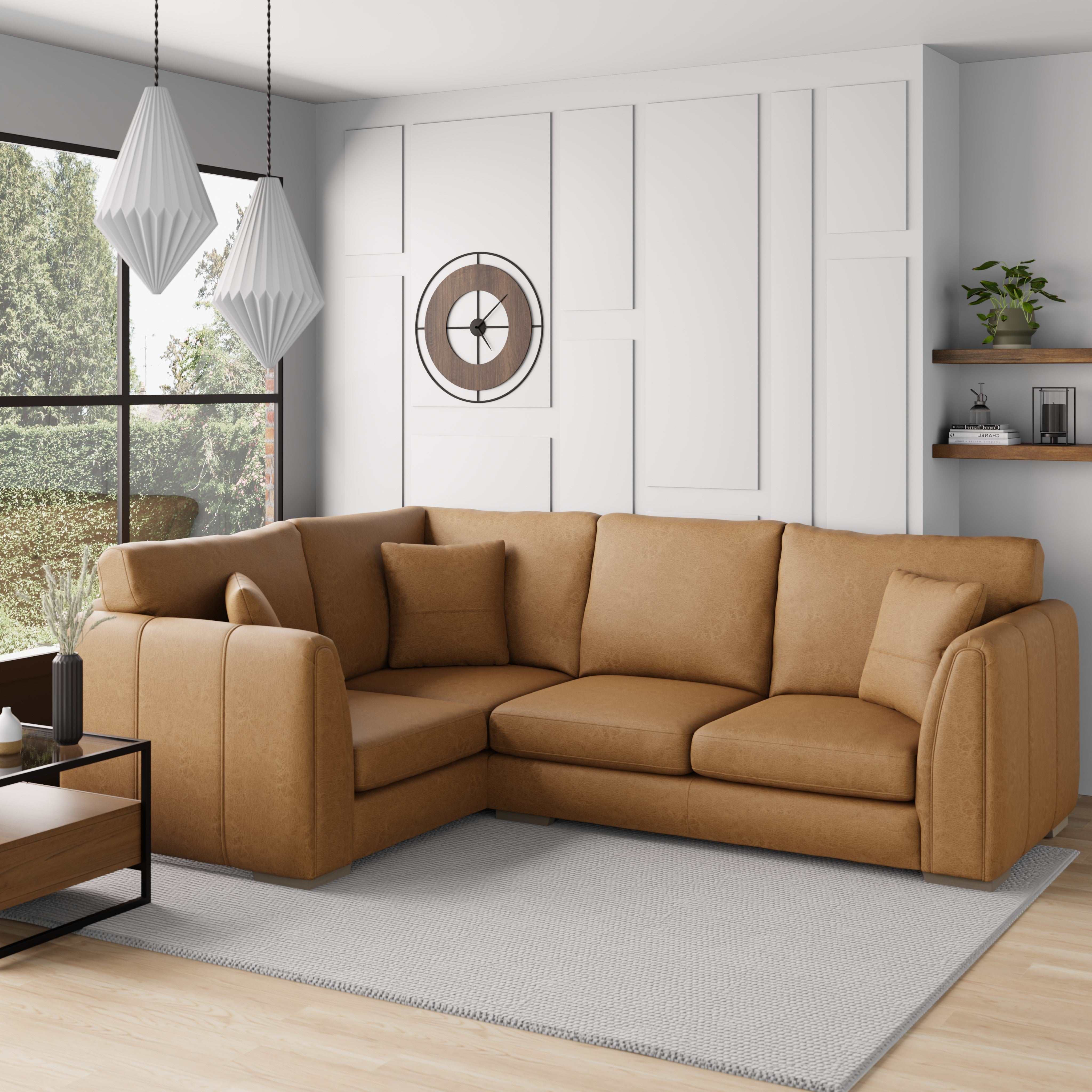 Austin Faux Leather Corner Sofa Brown