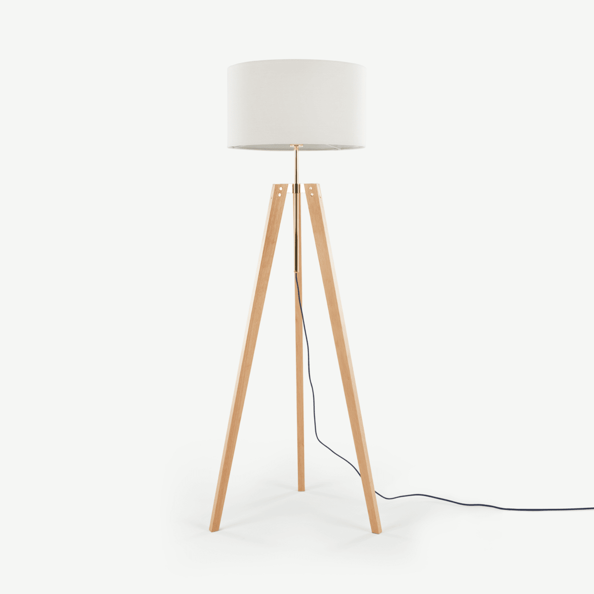 Irvin Tripod Floor Lamp, Natural Wood and White