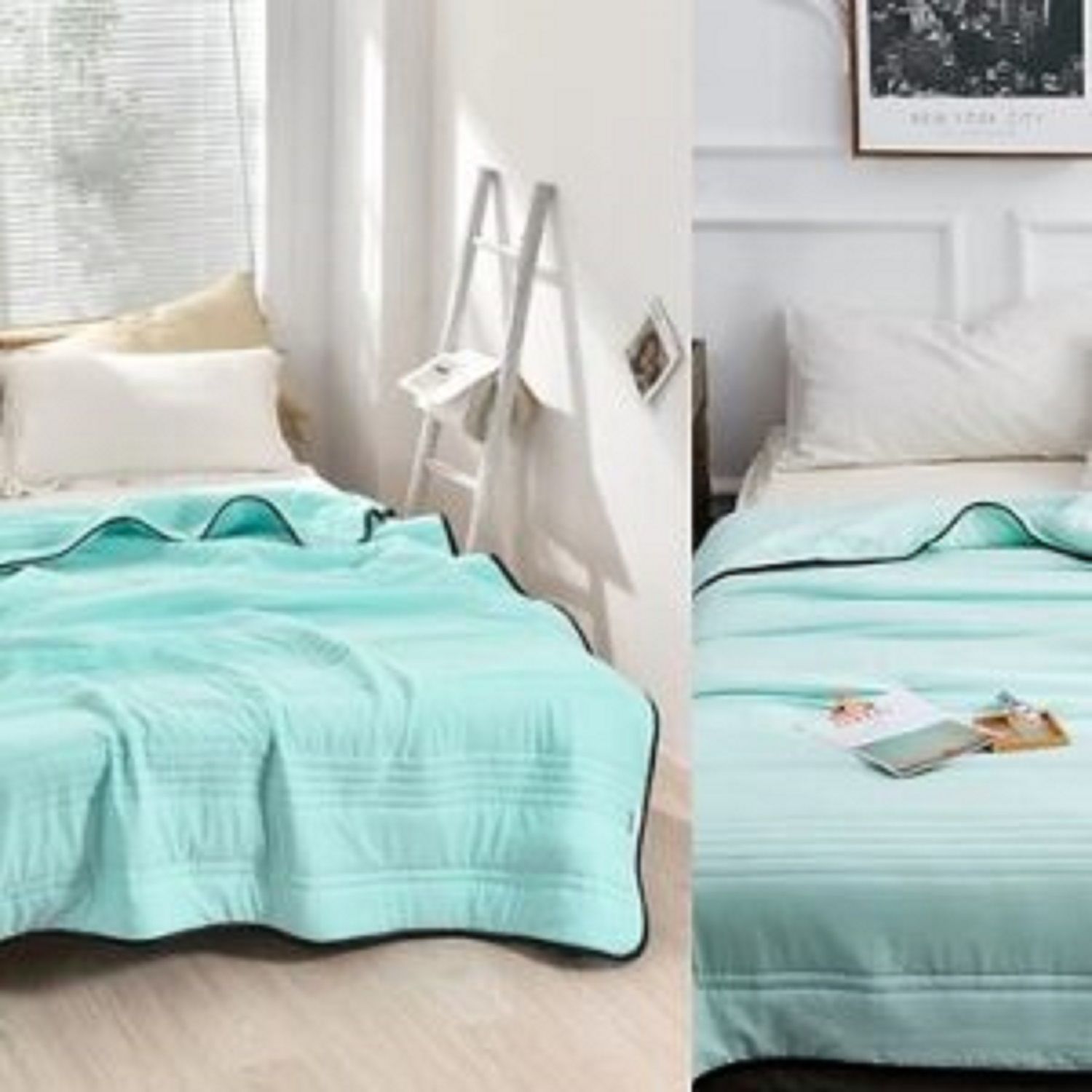 Obasyhig Cooling Thin Summer Blanket in Green | Size: Super King