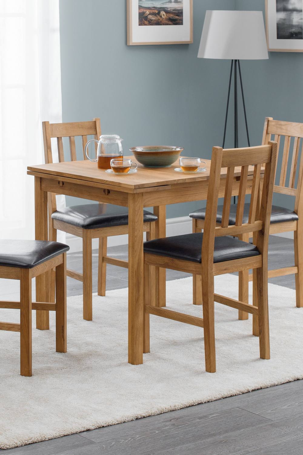 Julian Bowen Coxmoor Square to Rectangular Extending 4 Seater Dining Table in Light Oak