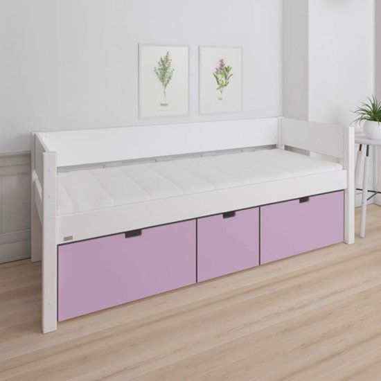 Morden Kids Wooden Day Bed With 3 Drawers In Dusty Rose