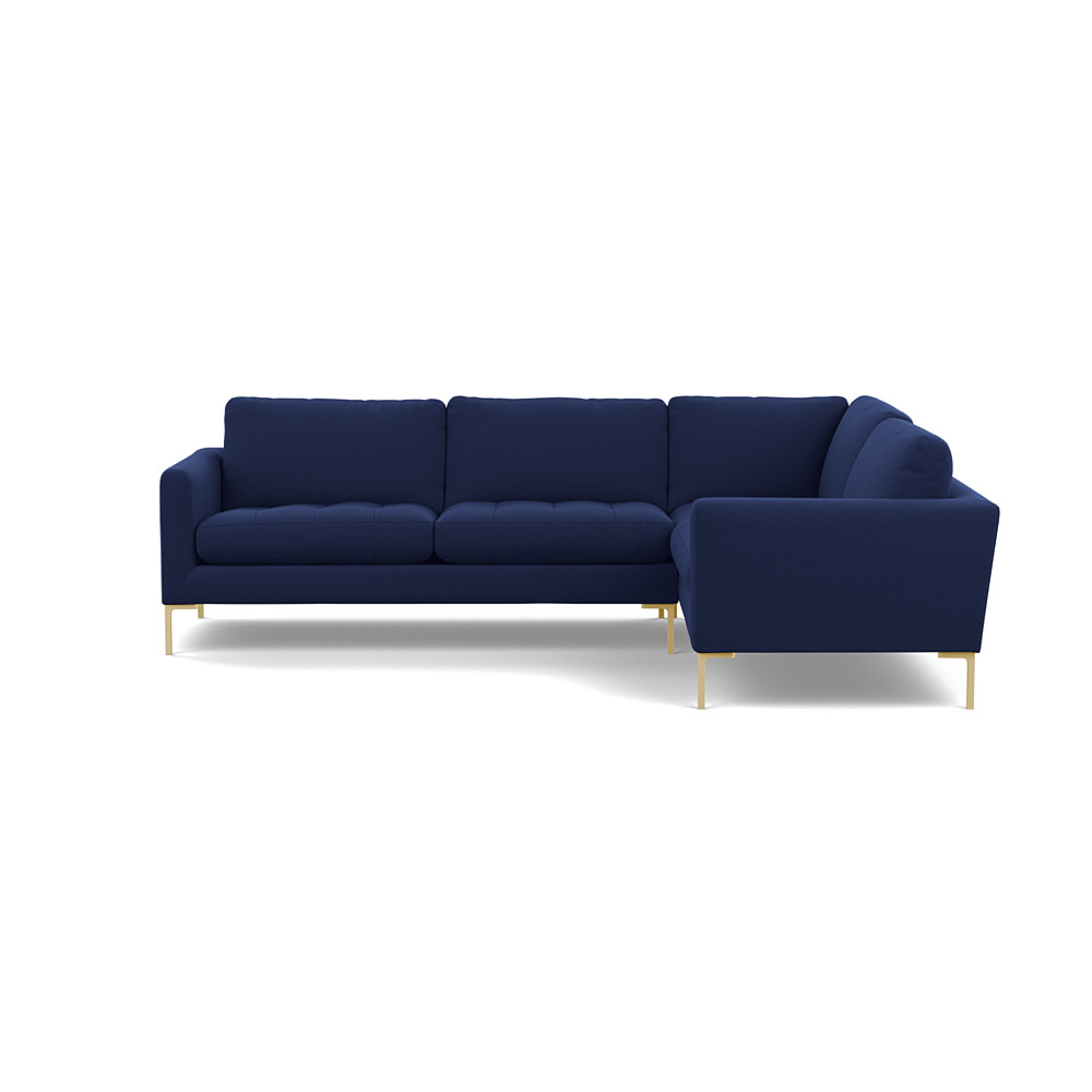 Heal's Eton Right Hand Facing Corner Sofa Melton Wool New Navy Brass Feet