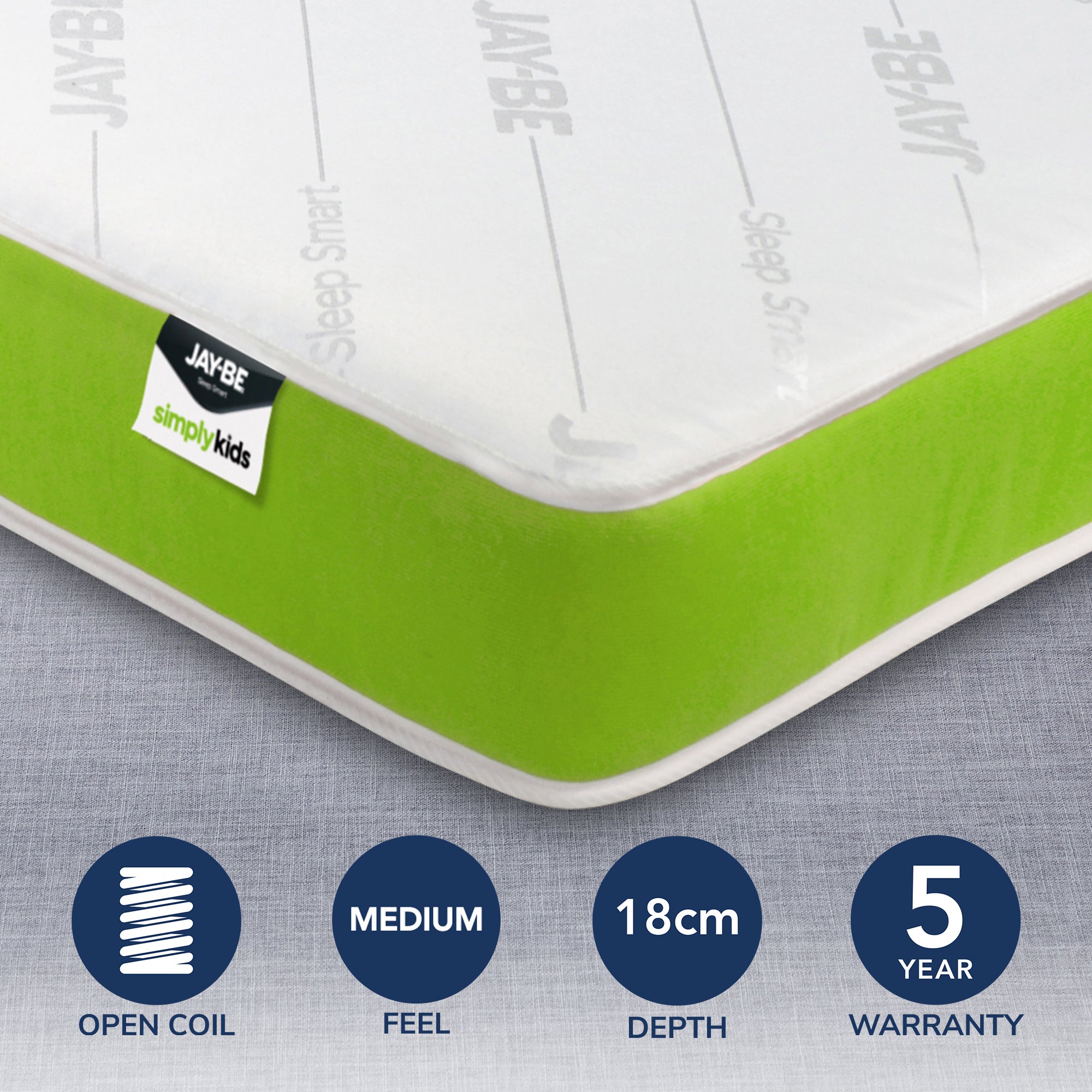 JayBe Simply Kids Medium Anti Allergy Foam Free Open Coil Mattress White