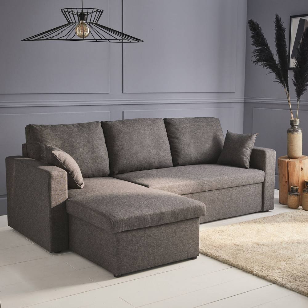 sweeek 3-seater Reversible Corner Sofa Bed With Storage in Grey