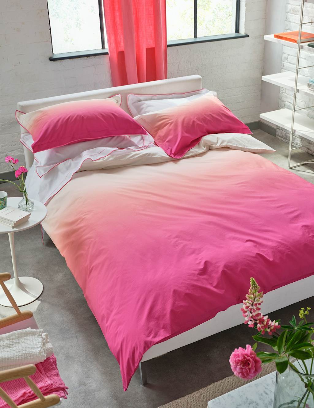 Designers Guild Pure Cotton Percale Ombre Pillowcase Set Pink Mix