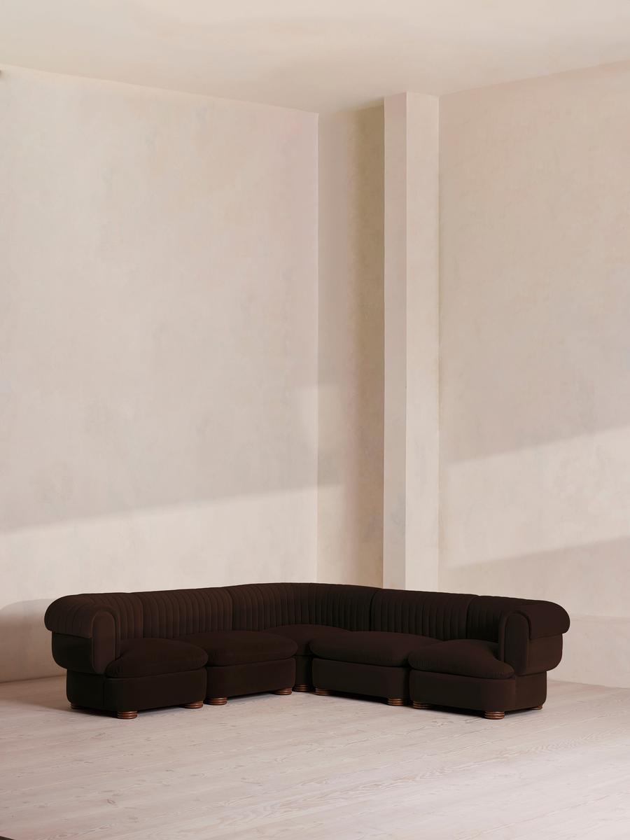 Rava Modular Sofa, Corner Sofa, Velvet, Chocolate
