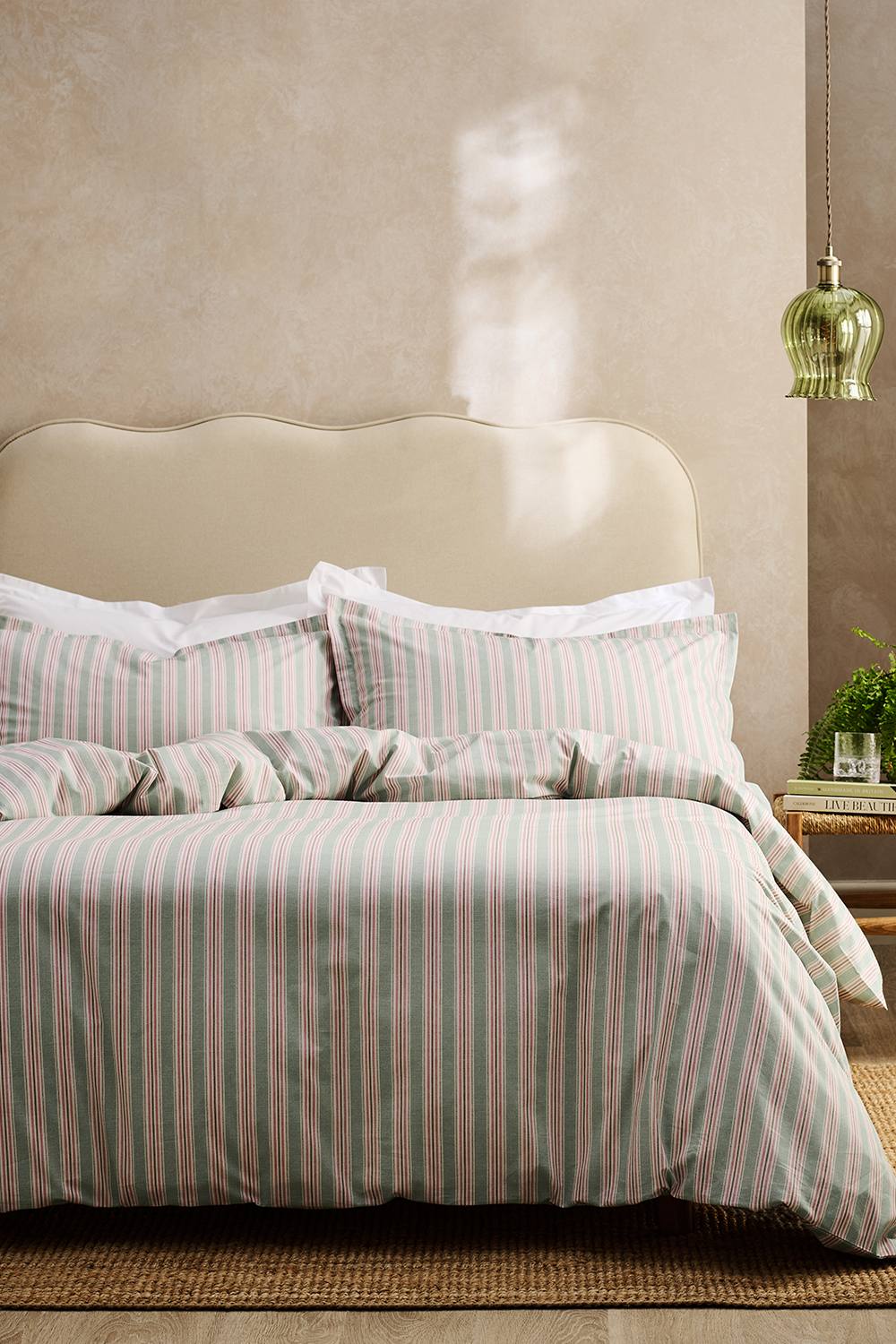 CHRISTY 'Calder Stripe' Heritage Inspired Cotton Percale Duvet Cover Set in Pink 4