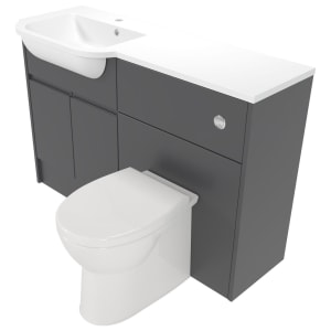 Deccado Clifton Charcoal Grey Left Hand 1200mm Fitted Vanity & Toilet Pan Unit Combination with Left Hand Basin
