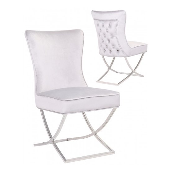 Cavalli White Velvet Dining Chairs In Pair