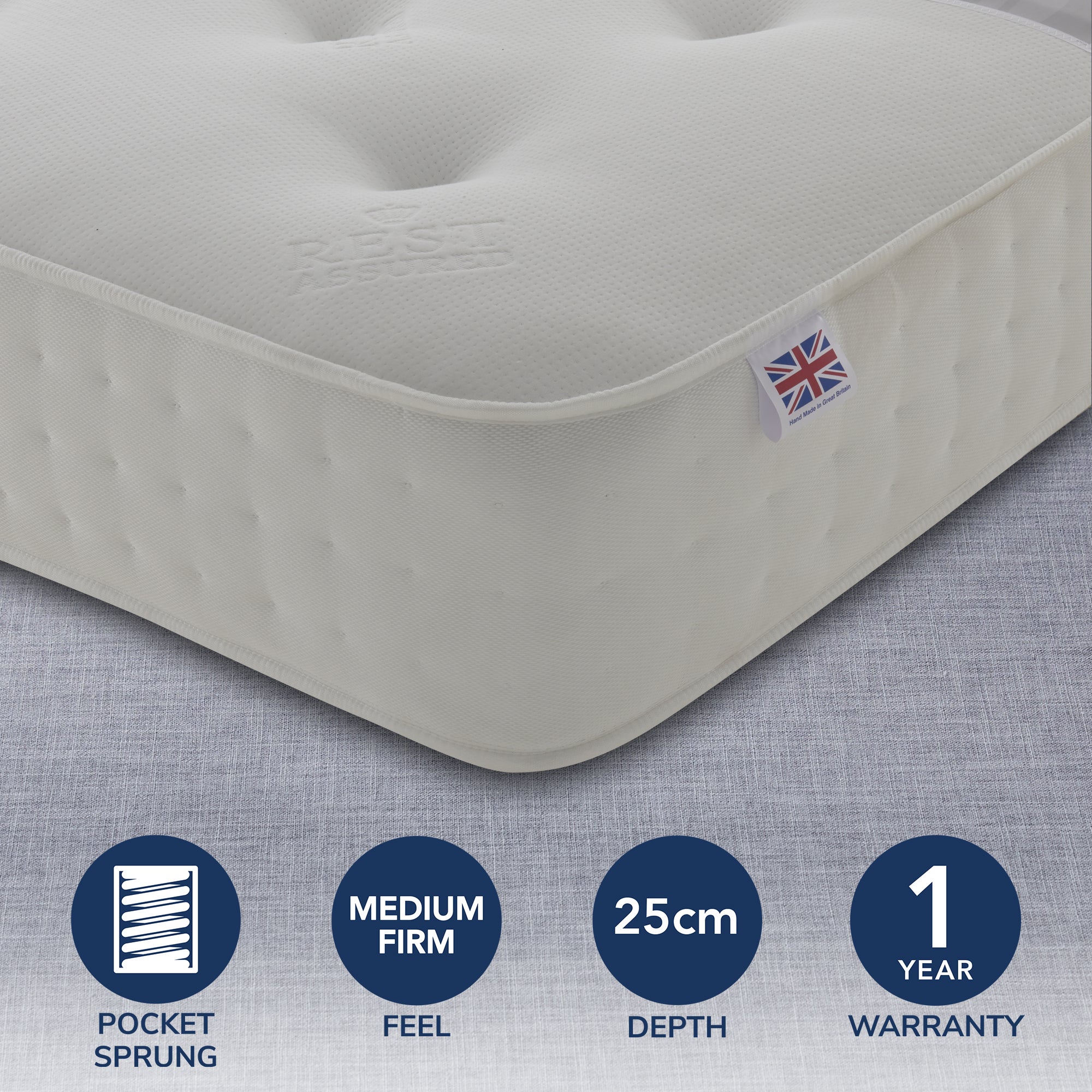 Rest Assured 1000 Pocket Orthopaedic Mattress White