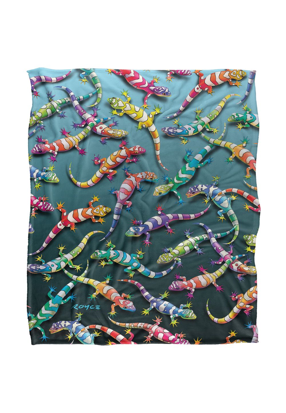 JQ Licensing Royce Mcclure Rainbow Geckos Pattern Silky Touch Super Soft Throw Blanket 152 X 127 cm in White