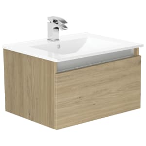 Newland Natural Oak Basin Unit Single Drawer Suspended - 600mm
