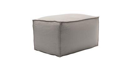 Isaac Small Rectangular Footstool in Stone Brushed Linen Cotton - sofa.com
